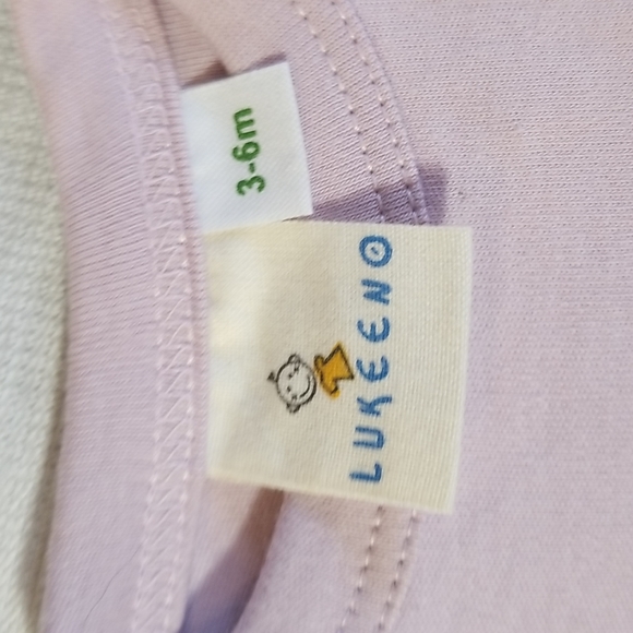 ORGANIC COTTON BABY BODY SUIT 3- 6 MONTHS IN MAUVE  LUKEENO - Picture 5 of 8